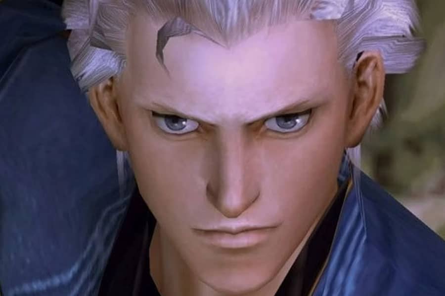 a picture of Vergil from Devil May Cry 3, One of The hardest boss fights in games.