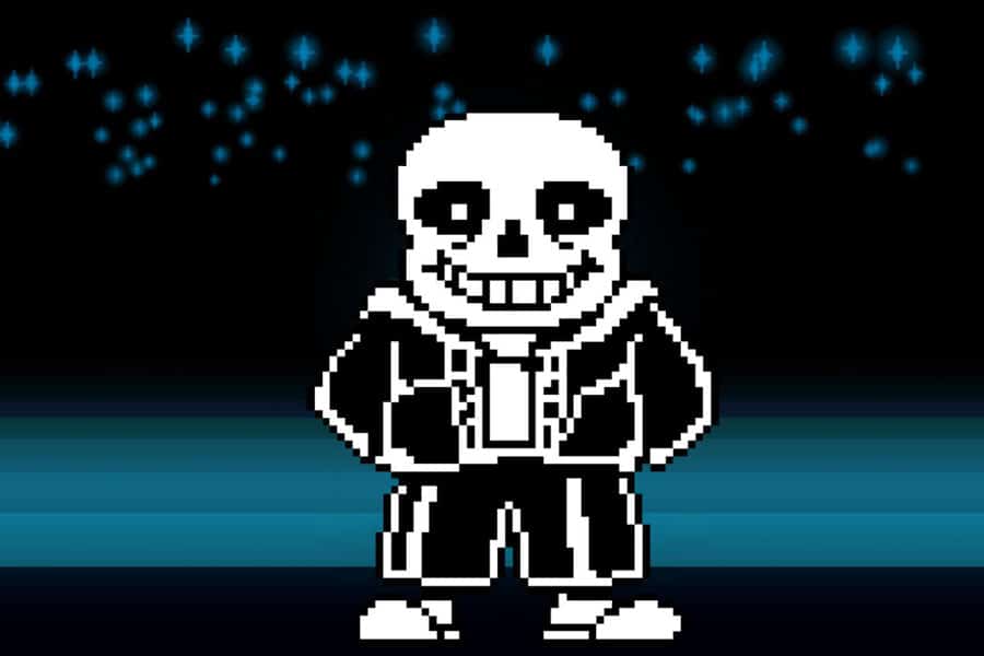 a picture of Sans from Undertale, One of The hardest boss fights in games.