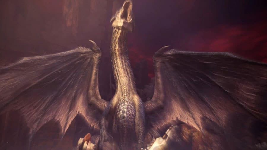 A Picture of Fatalis from Monster Hunter World, One of The hardest boss fights in games.