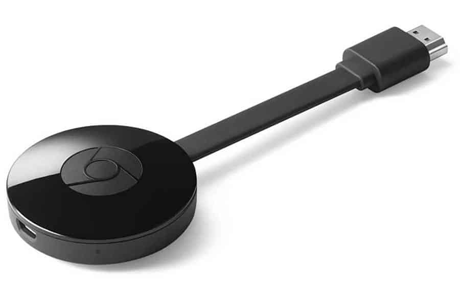 a picture of Chromecast device, a great way on how to play phone on tv screen.