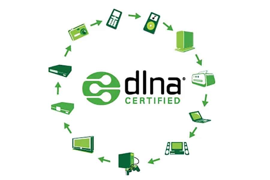 a picture indicating DLNA on multiple devices.