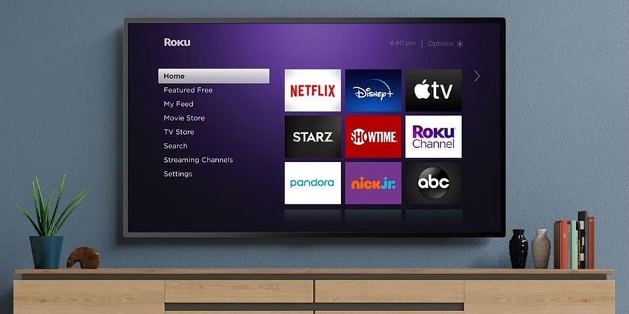 in app picture of Roku on a tv screen.