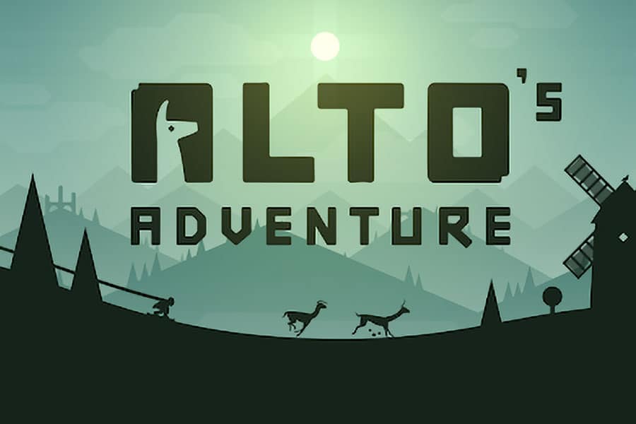 Snowboarding character in Alto’s Adventure.