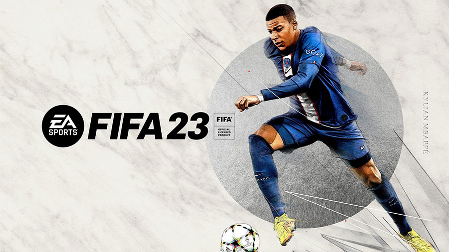 The Official Picture of FIFA 23 featuring Mbappé, One of The most active players ps5 games.