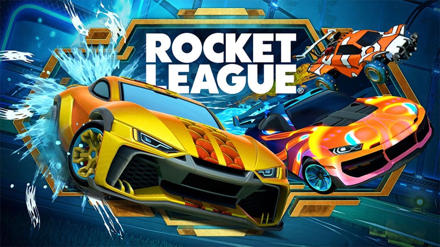 The Official Picture of Rocket League with its cars, One of The most active players ps5 games.