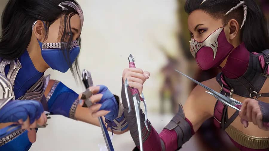 The in game Picture of Mortal Kombat with Kitana and Mileena, one of most addictive video games.