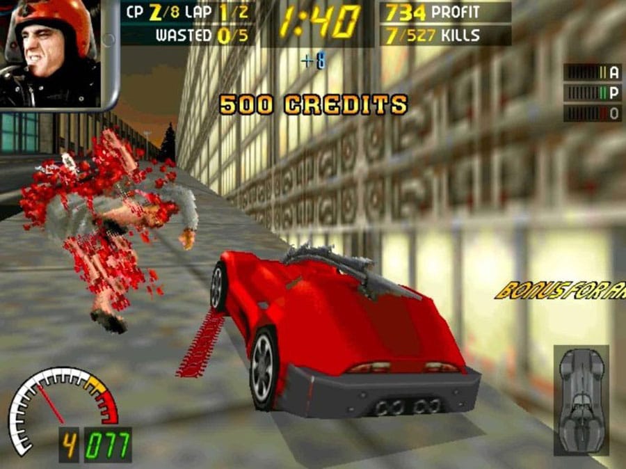 in game picture of Carmageddon where players run over people, One of most controversial video game moments.