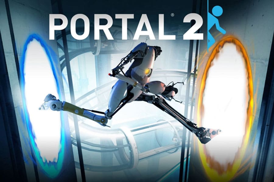 The Official picture of Portal 2 with one of its main characters, One of most fun video games of all time.