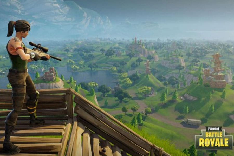 in game picture of Fortnite, one of most influential video games of all time.