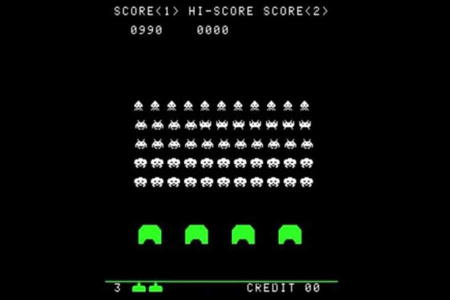 in game picture of Space Invaders, one of most influential video games of all time.