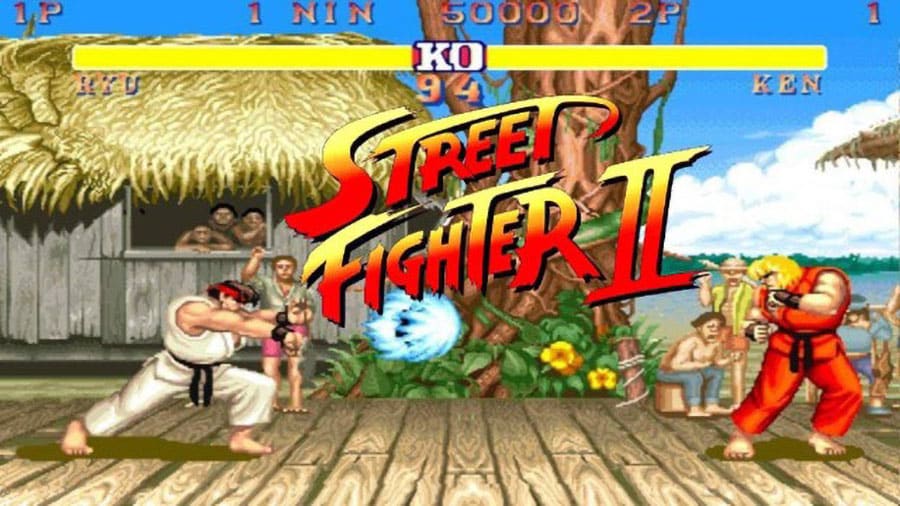 The in Game Picture of Street Fighter II featuring Ryu and Ken, One of most played video games of all time.