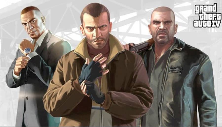 The Official Picture of Grand Theft Auto IV Featuring its three main characters, One of most played video games of all time