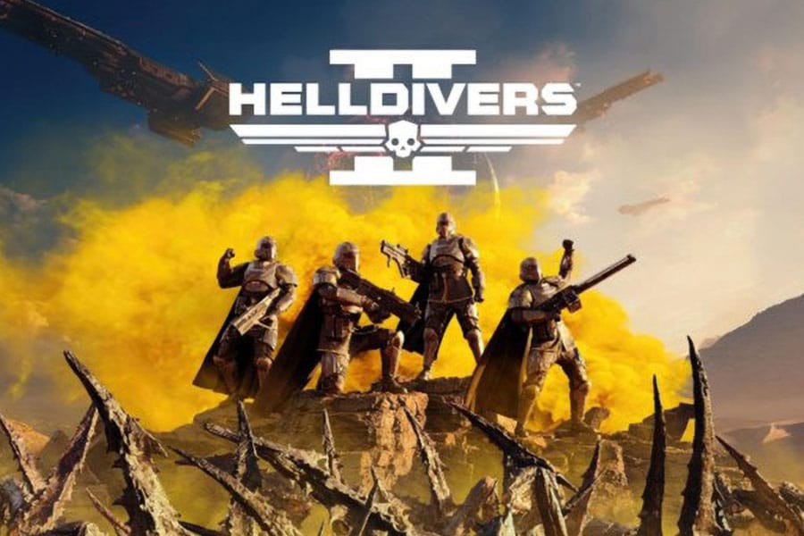 The Official Picture of Helldivers 2 featuring its characters, One of most played video games of all time.