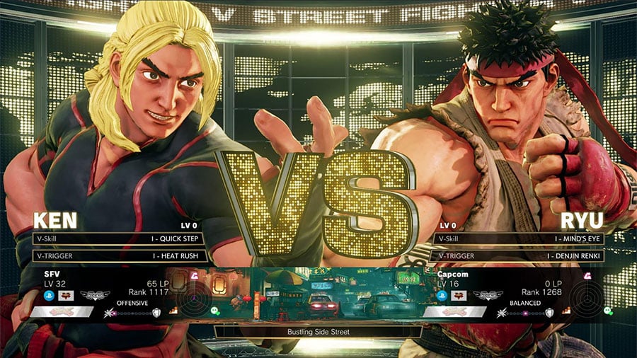 In game picture of Street Fighter V, a Fighting game, One of most popular genres of video games.