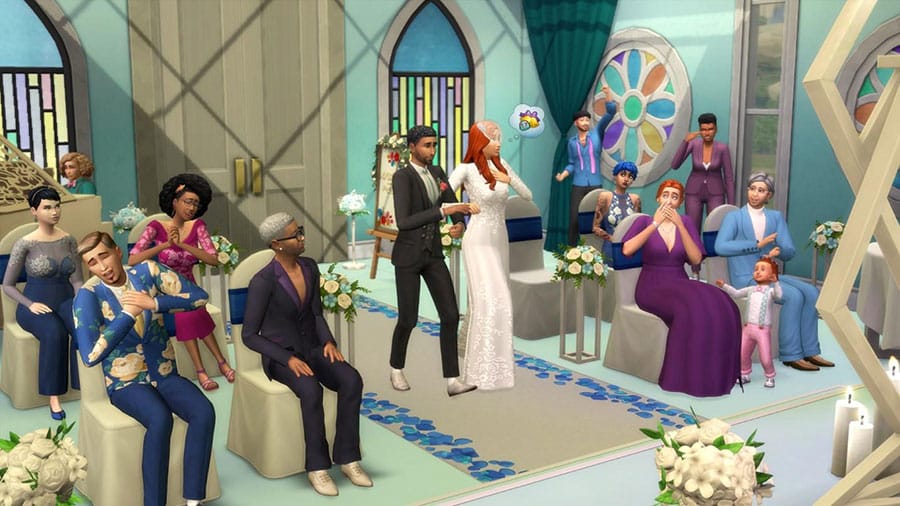 In game picture of The Sims 4, a Simulation game, One of most popular genres of video games.