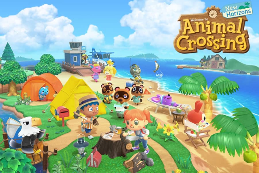 Poster of Animal Crossing: New Horizons showing the games eye-catching colors.