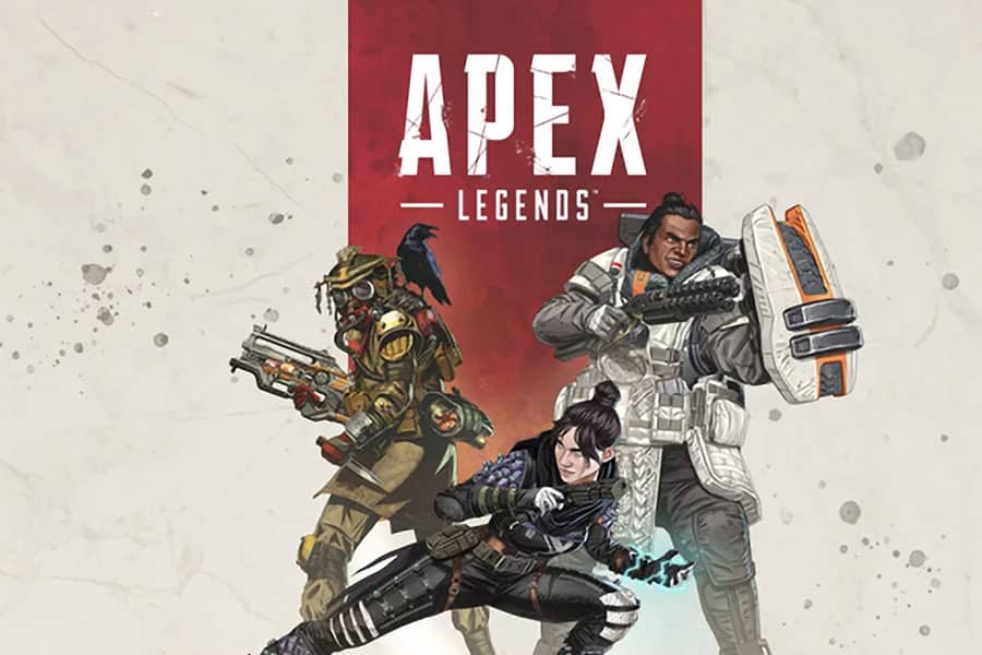 The Official Picture of Apex Legends with Three of its legends, One of The most popular video games in England.