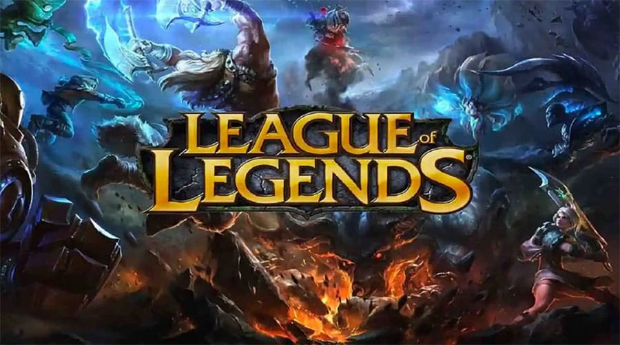 The Official Picture of League of Legends Featuring its different champions, One of the most popular video games in Mexico.