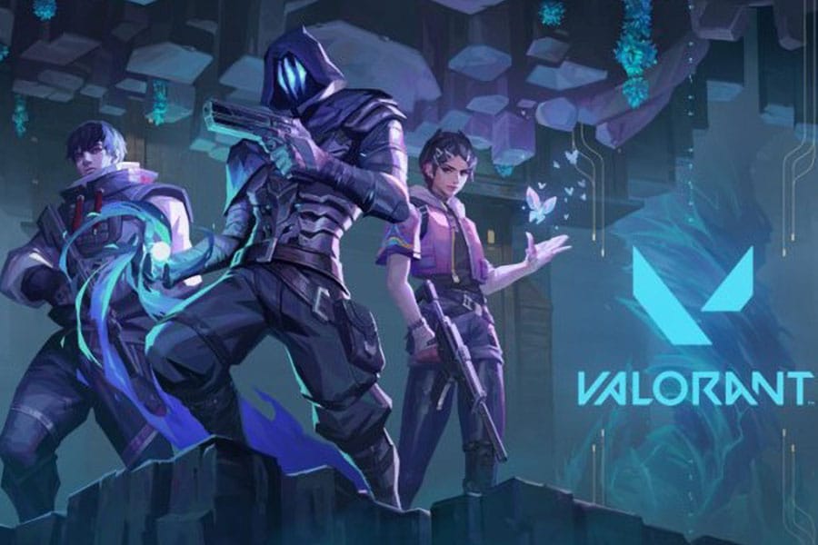 The Official Picture of Valorant Featuring Three of its Agents, One of The most popular video games in the Middle East.