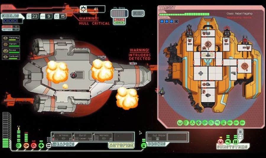 The in Game Picture FTL: Faster Than Light Showing Player’s Ship, One of most stressful video games.