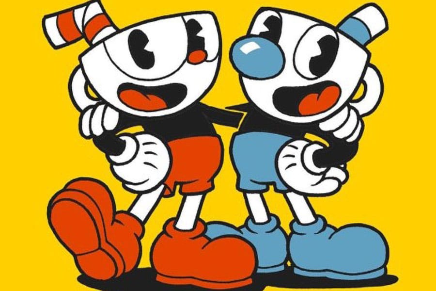 The Official Picture of Cuphead Featuring its main characters, One of most stressful video games.