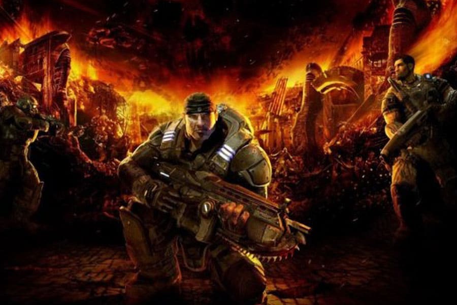 The Official Picture of Gears of War Featuring its Characters, One of most violent video games of all time.