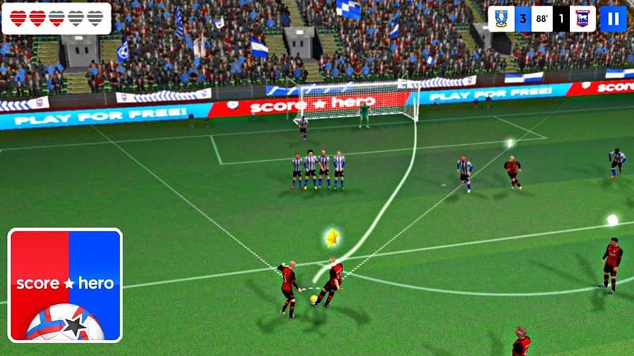 in game picture of Score! Hero 2024, One of offline football games for android.