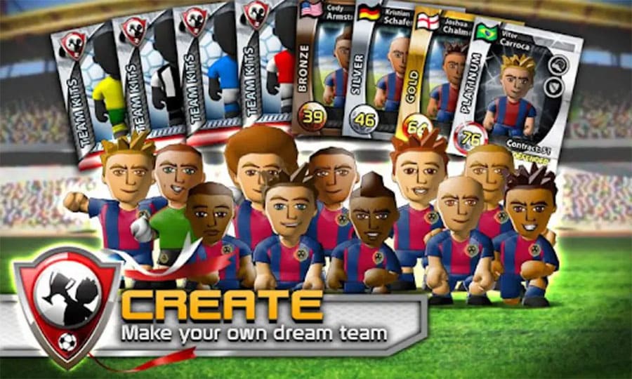 Screenshot of "Big Win Soccer" showing card-based football gameplay.