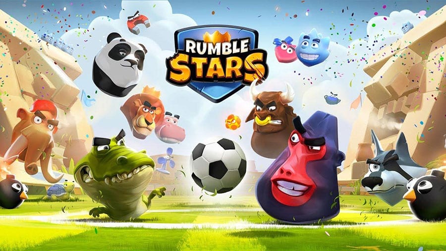 The Official Picture of Rumble Stars Soccer with its characters, One of offline multiplayer football games for ios.