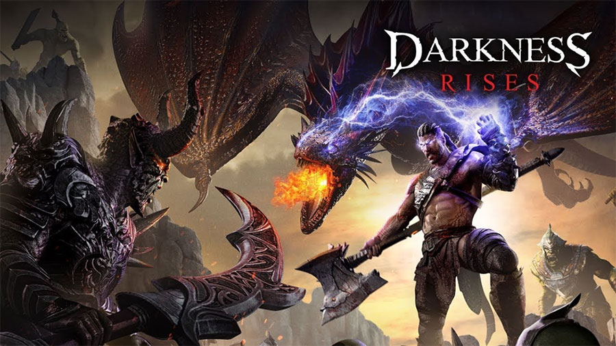 The Official Picture of Darkness Rises with its characters, One of offline rpg games for ios.