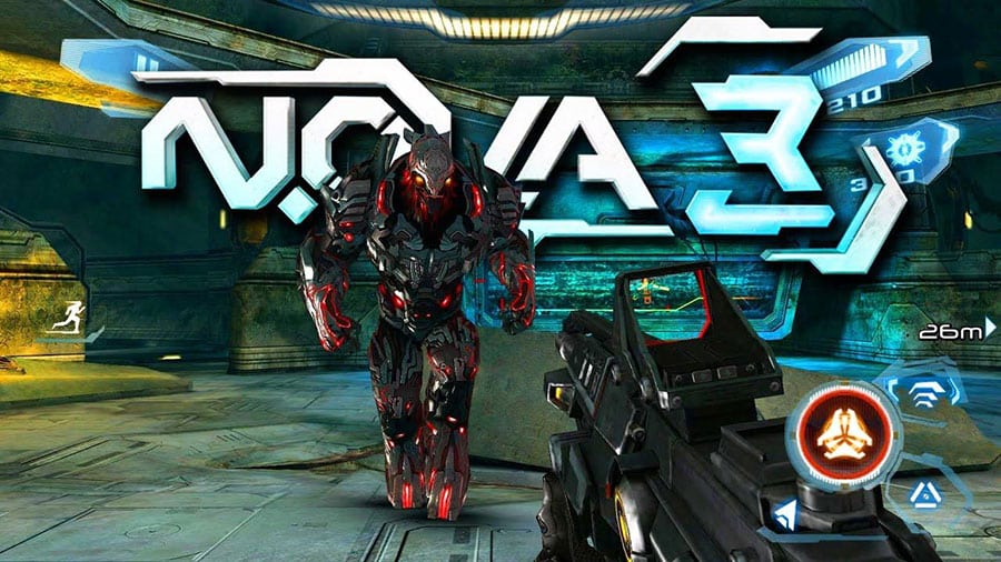 in game Picture of N.O.V.A. 3 Freedom Edition with its character, One of offline shooting games for ios.