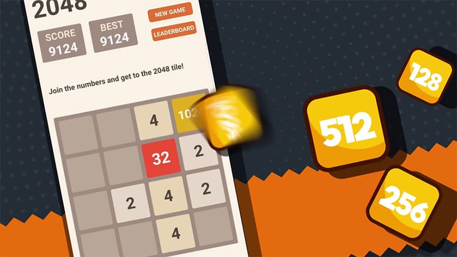 The Official Picture of 2048, One of mobile games to play while watching tv.