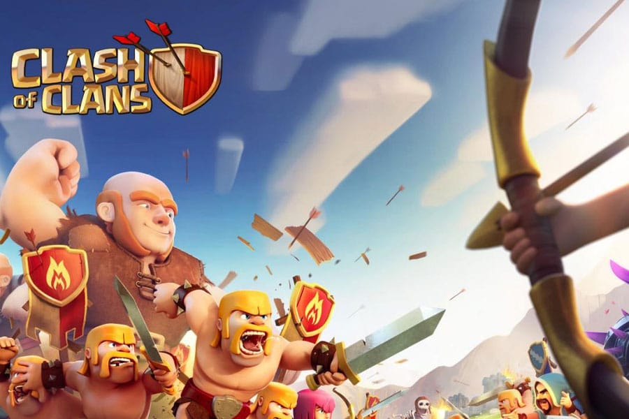 The Official Picture of Clash Royale featuring its characters, One of mobile games to play while watching tv.