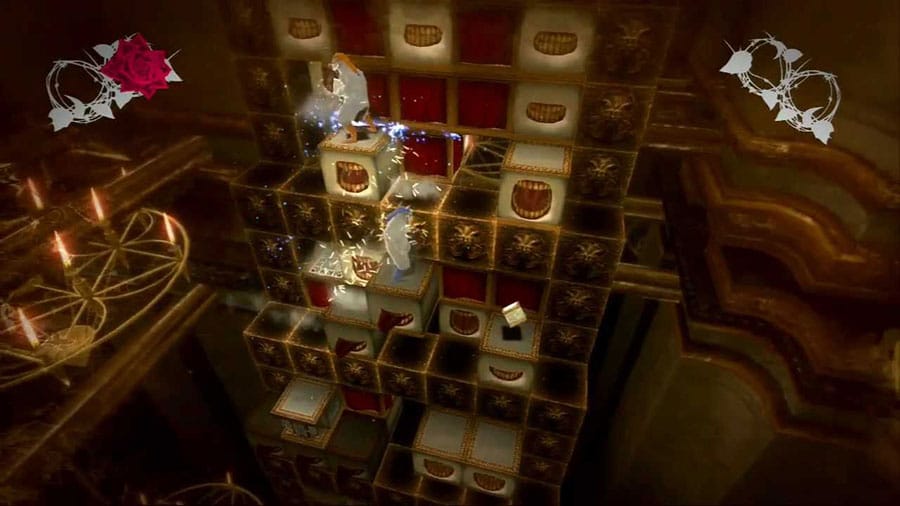 Catherine game screen with block-pushing puzzles.