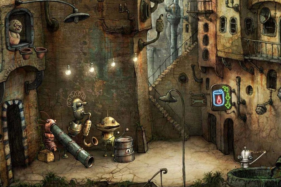 Machinarium game screen with mechanical puzzles