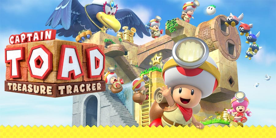 The Official Picture of Captain Toad: Treasure Tracker with its characters, One of problem solving games for kids.