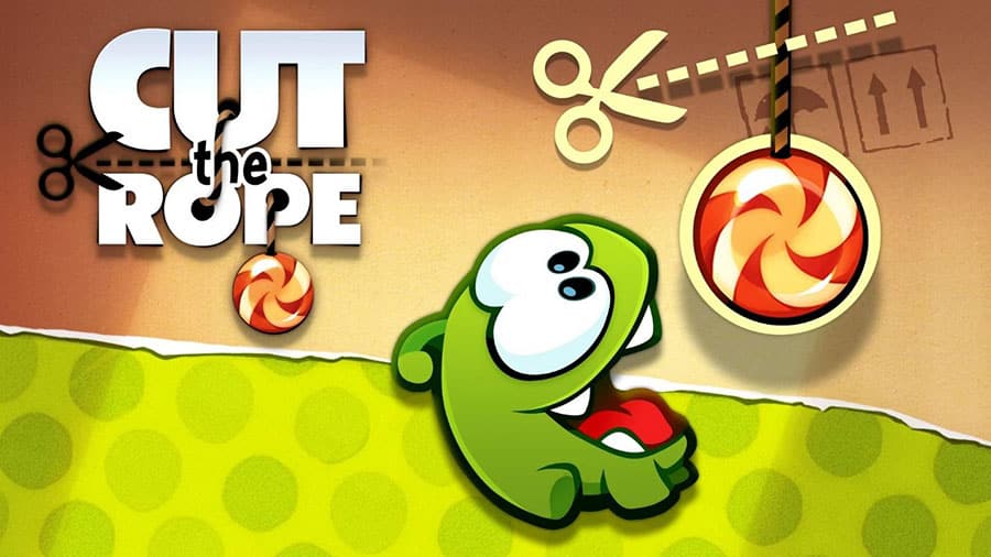 The Official Picture of Cut the Rope with its character, One of problem solving games for kids.