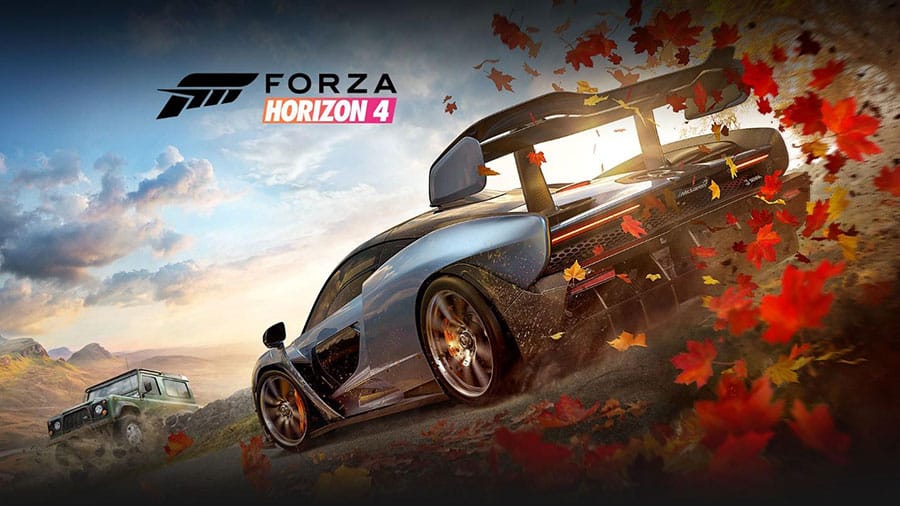 The Official Picture of Forza Horizon 4 with its cars, One of racing games with biggest maps.