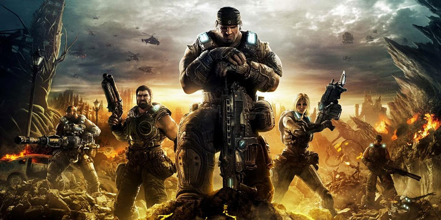 a picture of Gears of War with its characters, upcoming movies based on video games.