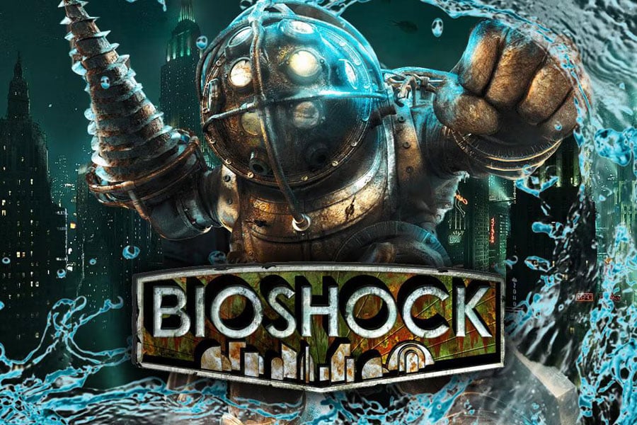 a picture of Bioshock with its character, upcoming movies based on video games.