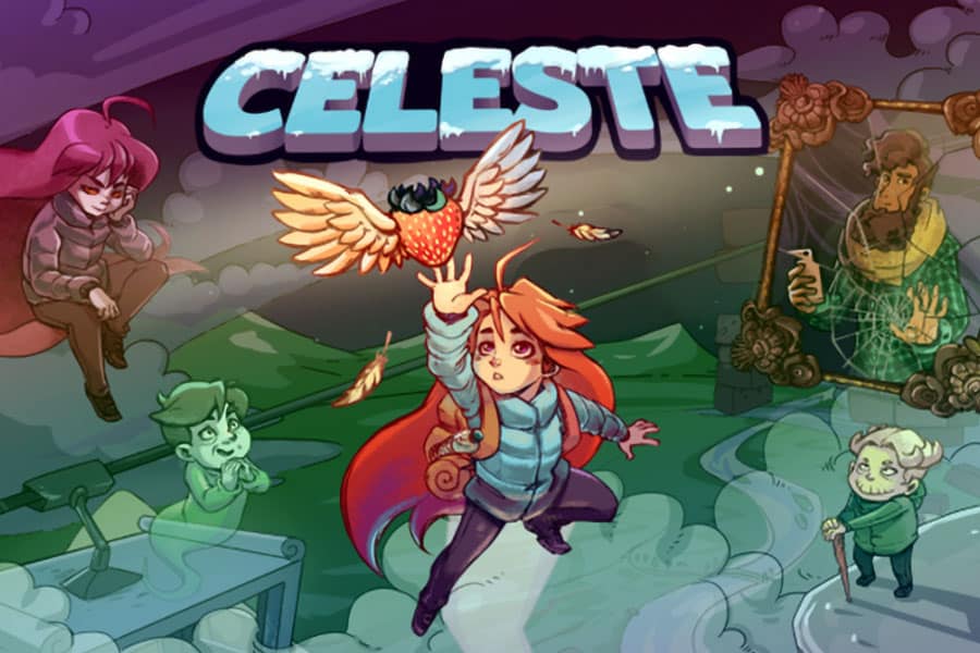 The Official Picture of Celeste featuring its characters, One of video games to play on Chromebook .