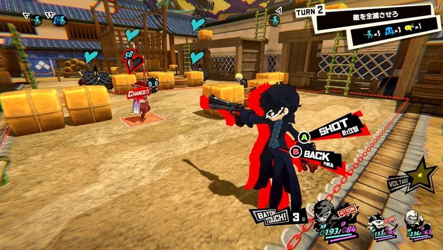 Persona 5 game screen with main characters.