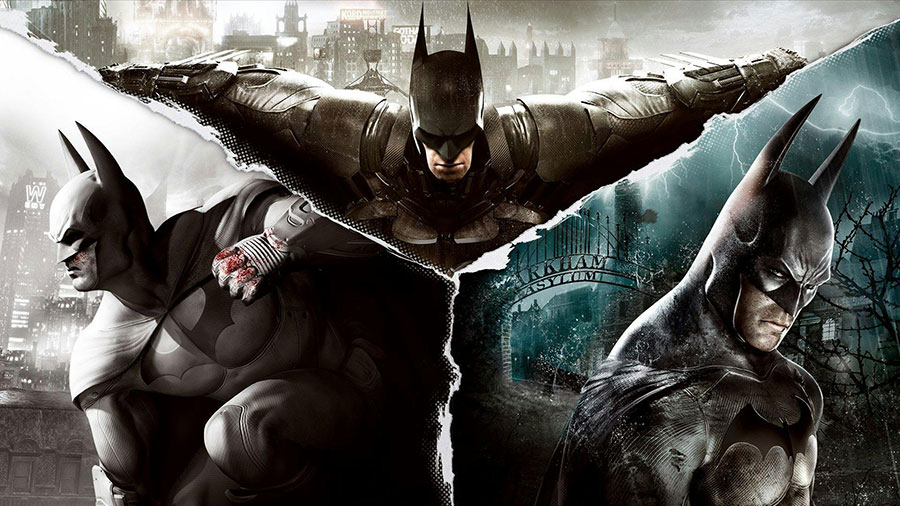 Batman: Arkham game screen with Batman.