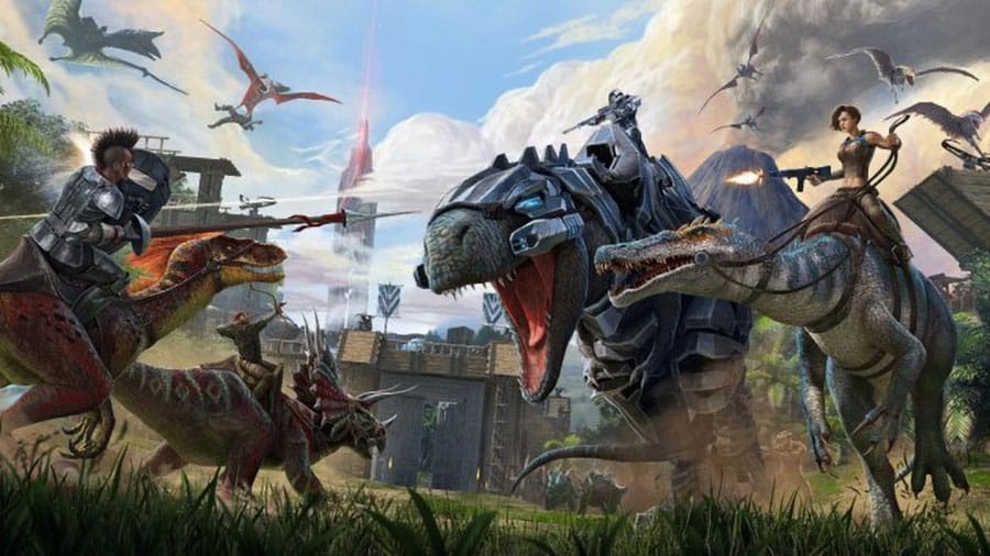 The Official Picture of ARK: Survival Evolved Featuring its characters, One of video games with dinosaurs.