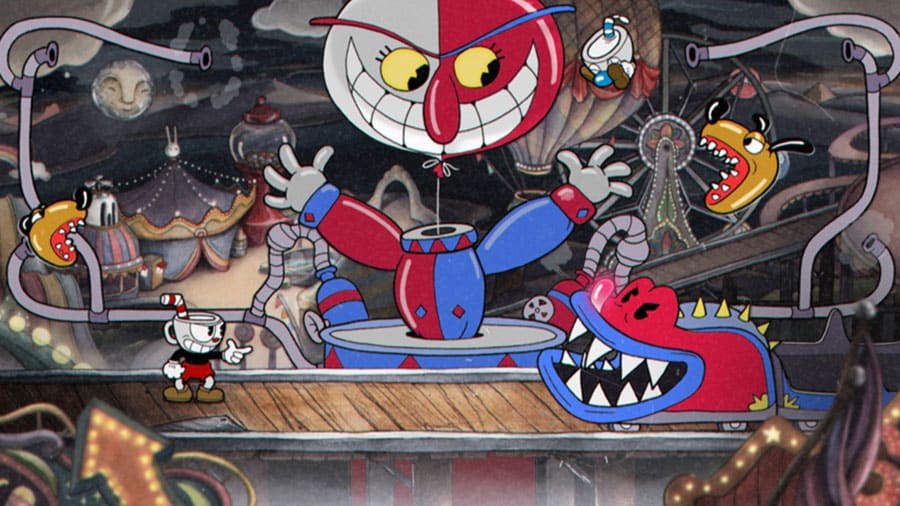 Cuphead boss fight screen.