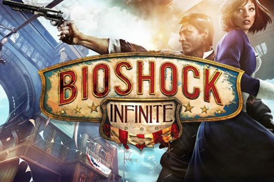 The Official Picture of Bioshock Infinite featuring Booker and Elisabeth, One of video games with time travel.