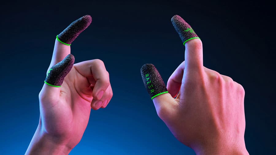 picture of two hands wearing finger sleeves