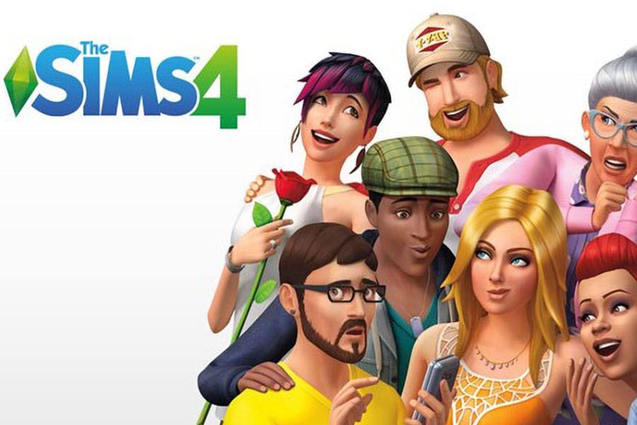 The Official Picture of The Sims 4 with its many characters.