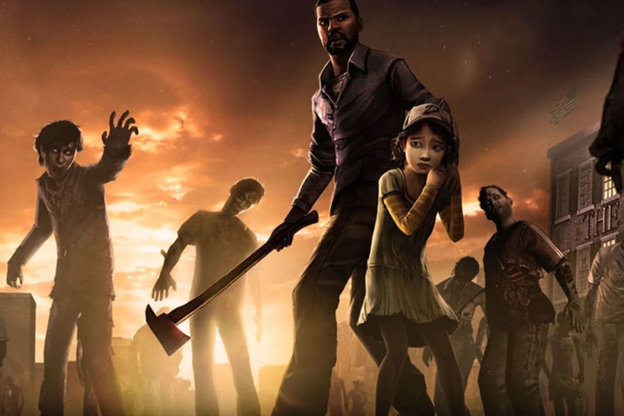 The Official Picture of Telltale's The Walking Dead featuring its main characters.