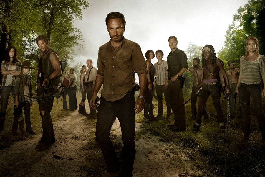 Poster of "The Walking Dead" series showing main characters.